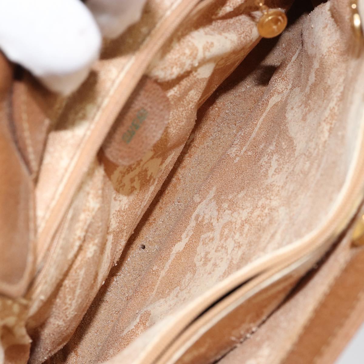 GUCCI Bamboo Hand Bag Suede Beige Gold 002 2058 0260 Auth ep11402