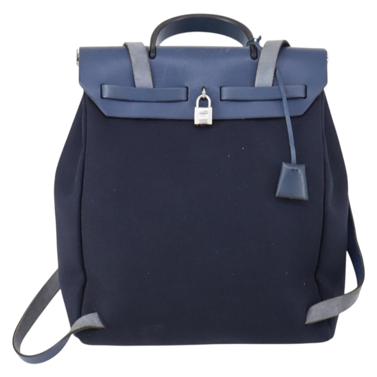 HERMES Herbag Backpack Canvas 2way Navy Auth ep11406