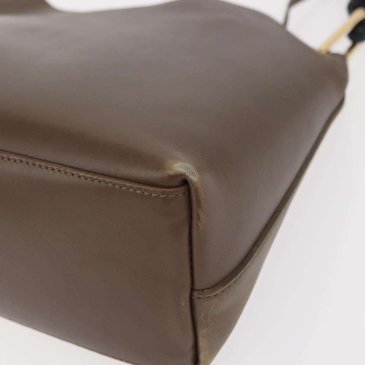 GUCCI Bamboo Hand Bag Leather Brown Gold 001 2058 1883 0 Auth ep11407