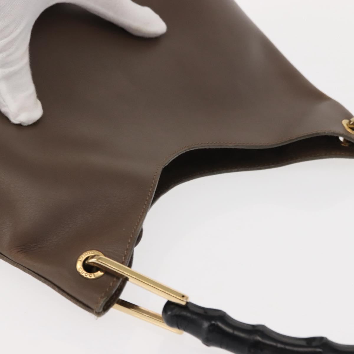 GUCCI Bamboo Hand Bag Leather Brown Gold 001 2058 1883 0 Auth ep11407