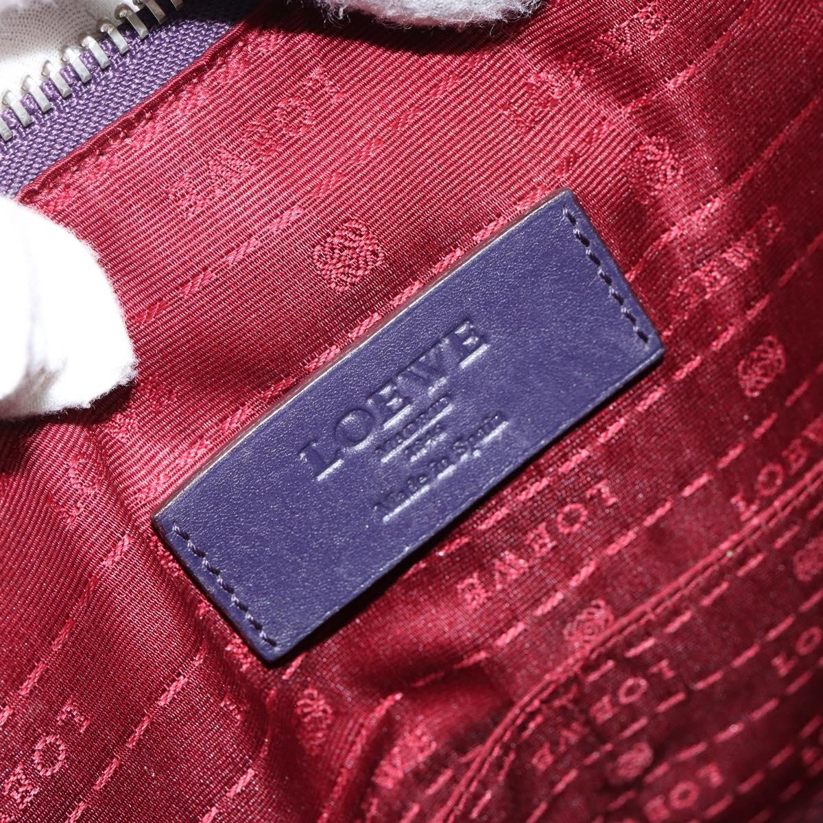 LOEWE Tote Bag Leather Purple Silver Auth ep11409