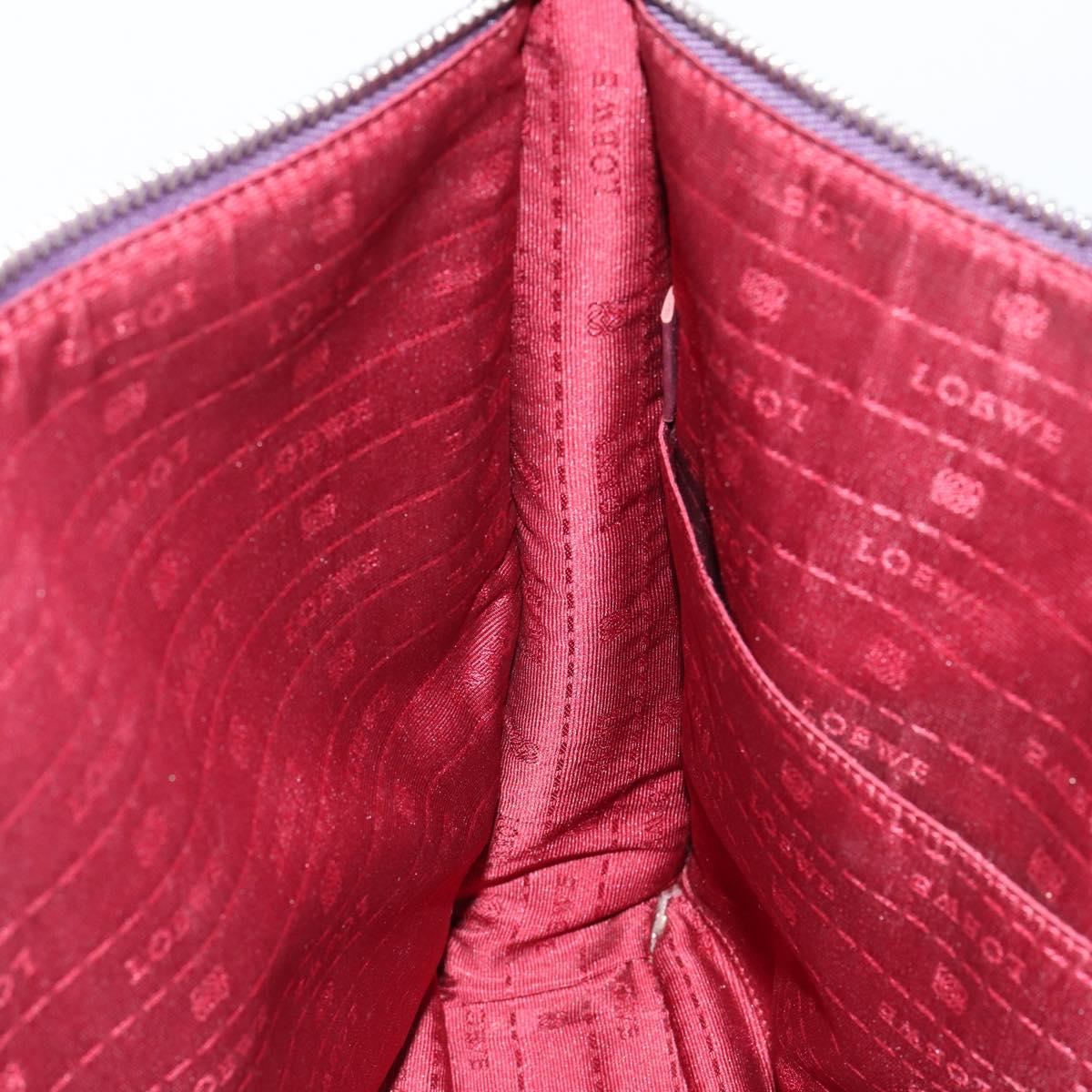 LOEWE Tote Bag Leather Purple Silver Auth ep11409