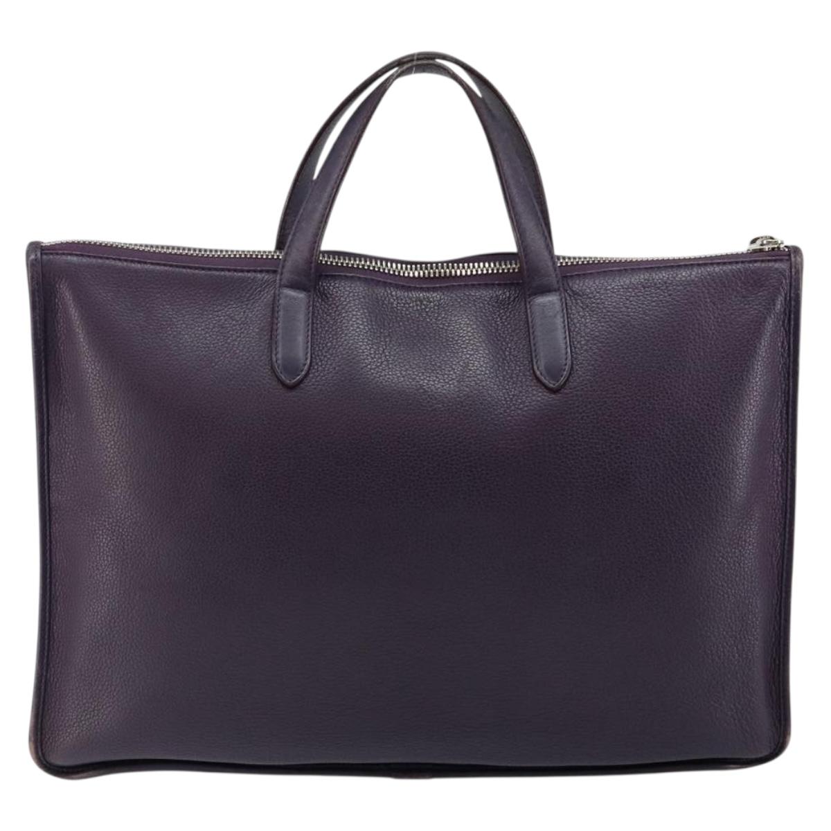 LOEWE Tote Bag Leather Purple Silver Auth ep11409