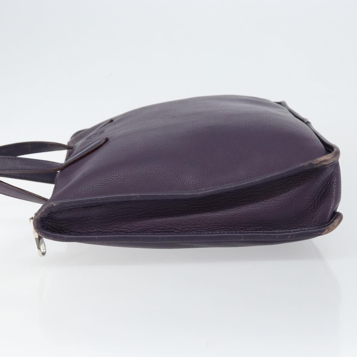 LOEWE Tote Bag Leather Purple Silver Auth ep11409