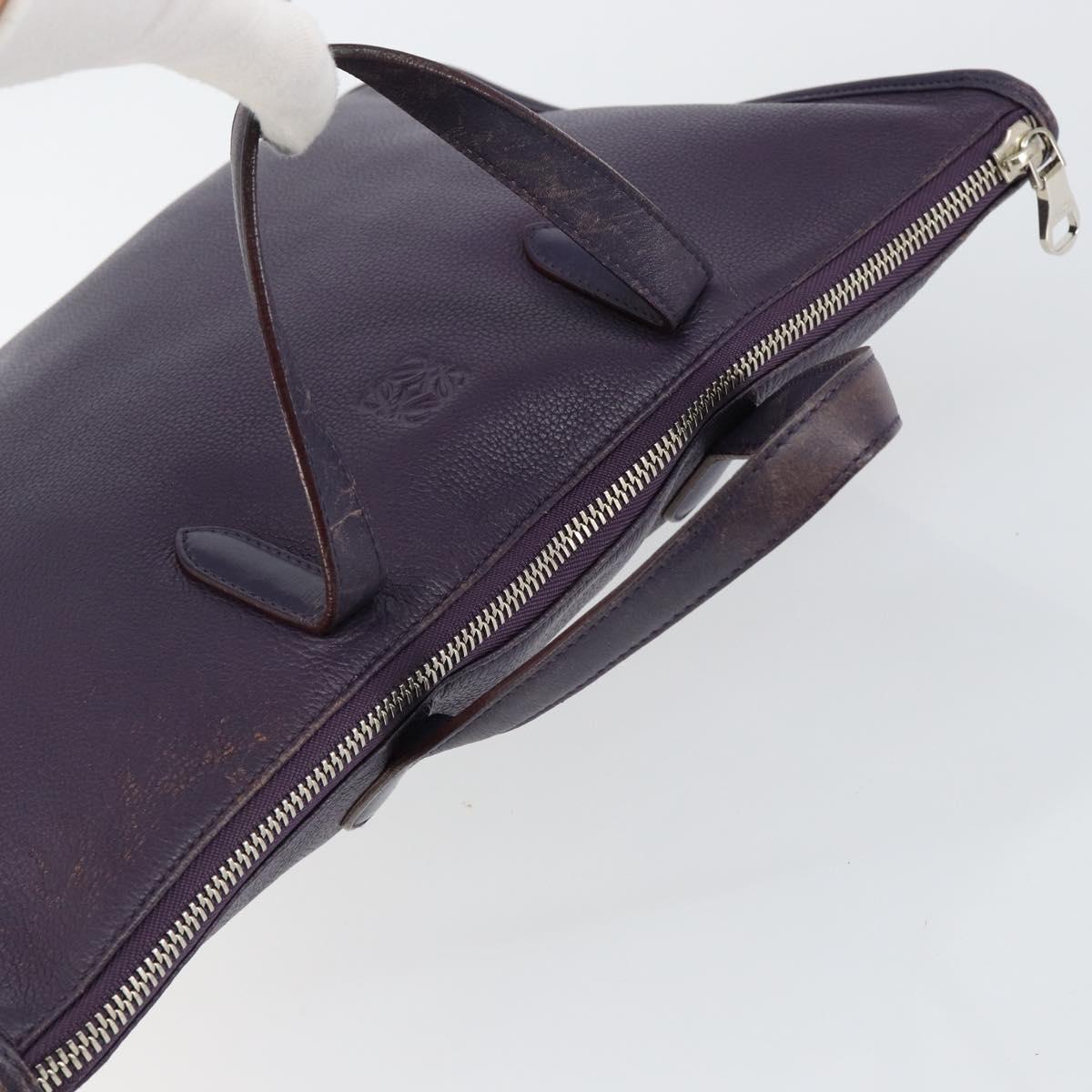 LOEWE Tote Bag Leather Purple Silver Auth ep11409