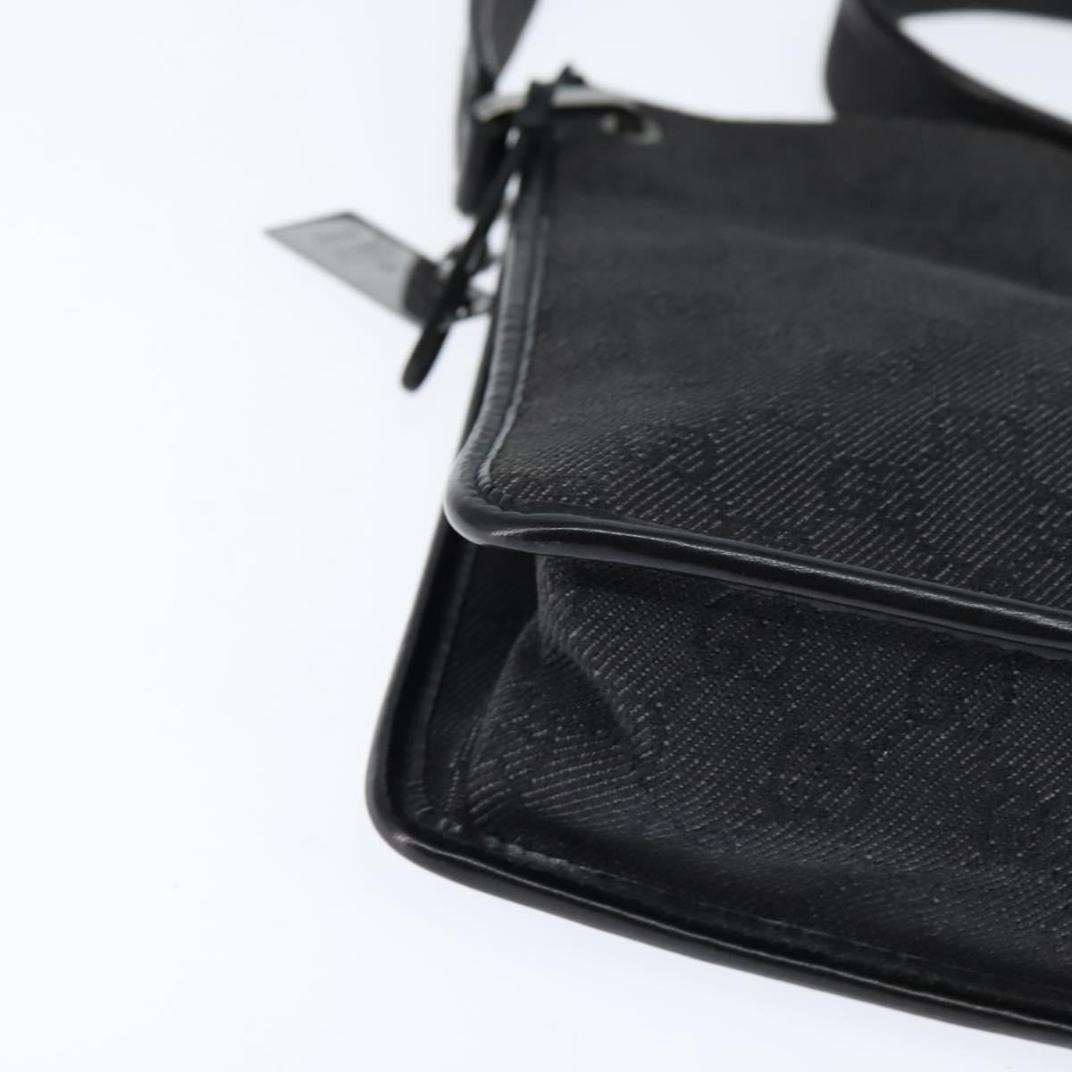 GUCCI GG Canvas Shoulder Bag Black Silver 91762 Auth ep11415