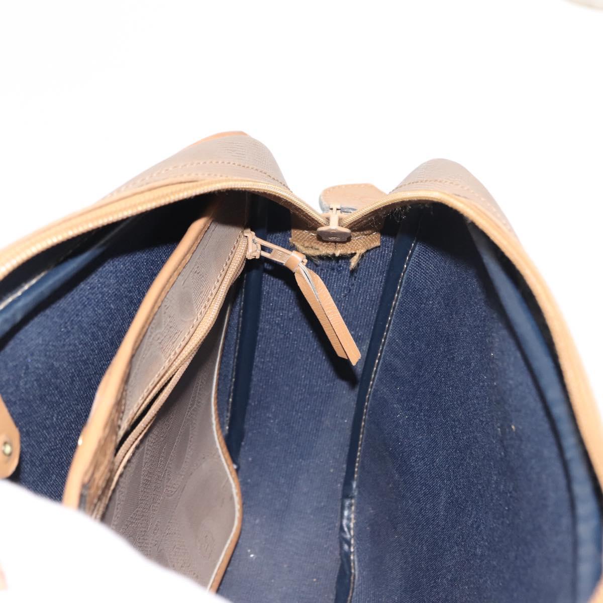 Christian Dior Trotter Canvas Shoulder Bag Beige Gold Auth ep11416