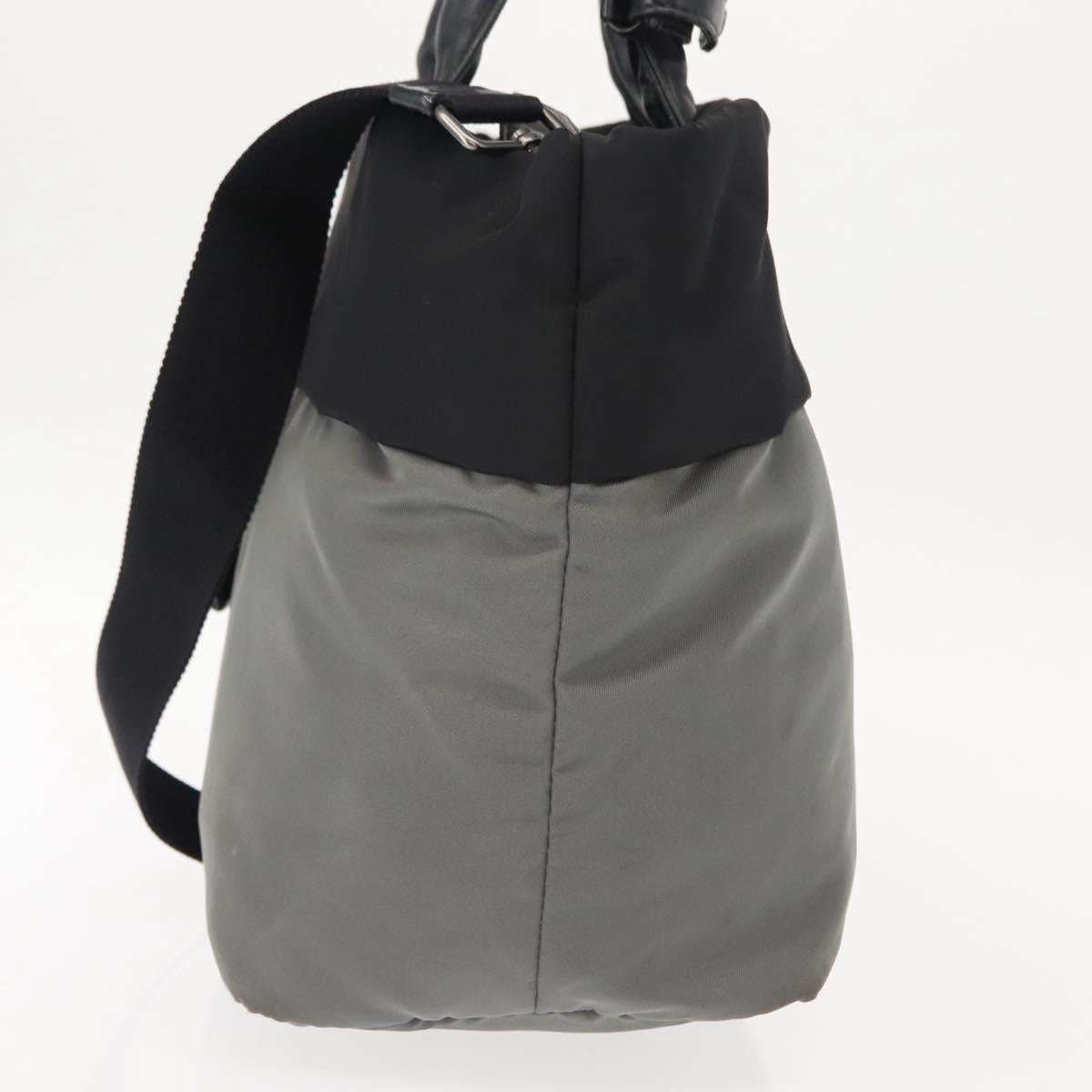 PRADA Hand Bag Nylon 2way Black Gray Auth ep11418