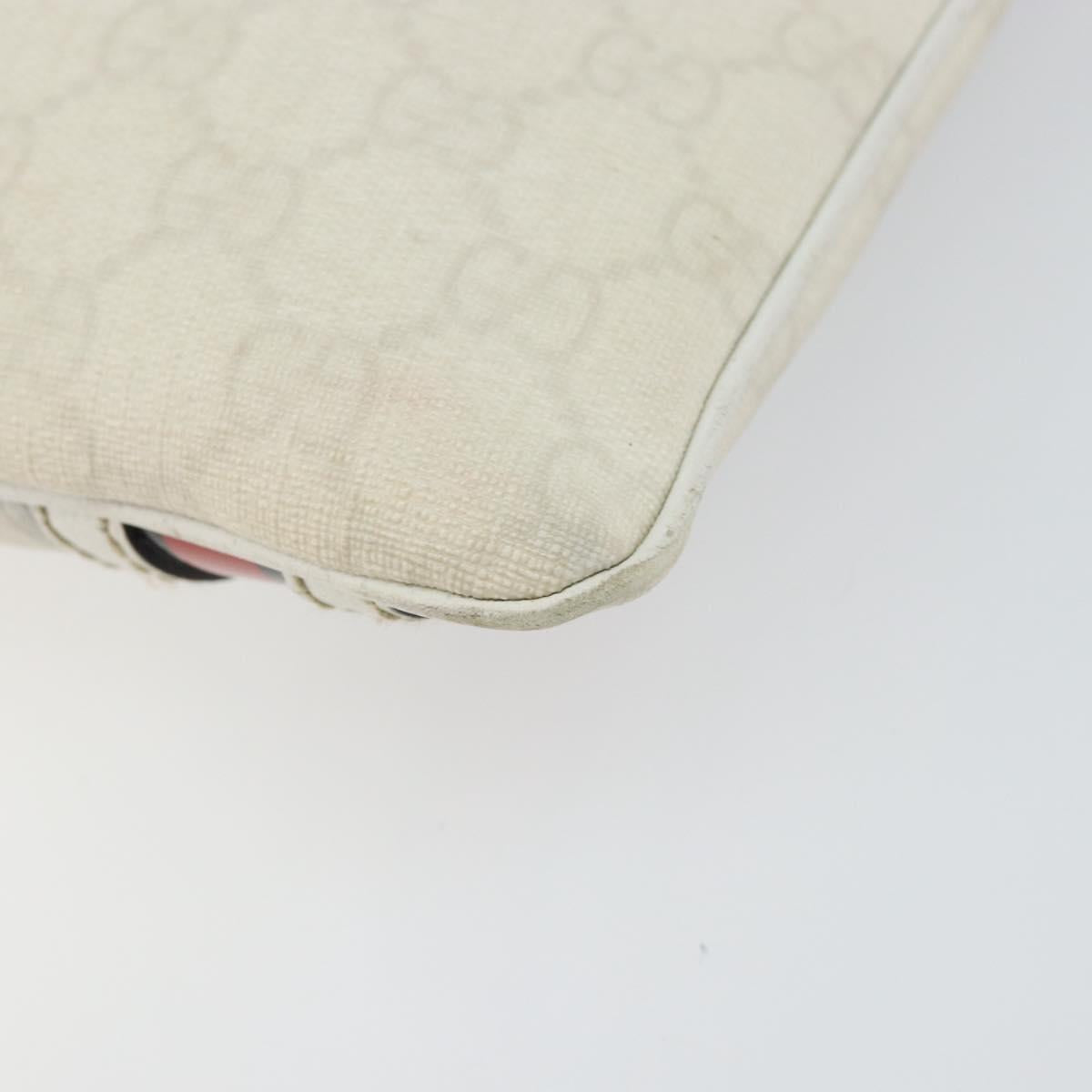 GUCCI GG Canvas Sherry Line Shoulder Bag PVC White Red Navy 153244 Auth ep11420