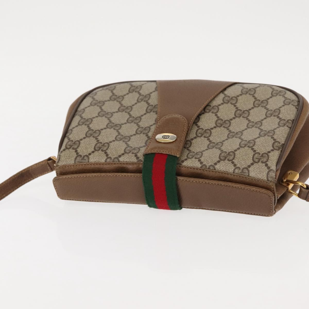 GUCCI GG Supreme Web Sherry Line Shoulder Bag PVC Beige 116 02 024 Auth ep11422