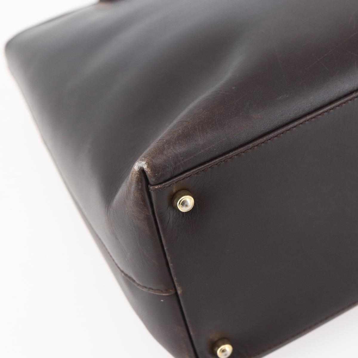 GUCCI Bamboo Hand Bag Leather Dark Brown Gold 002 1998 0507 Auth ep11424