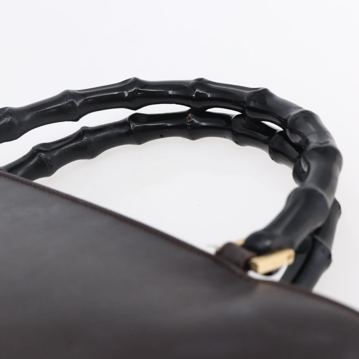GUCCI Bamboo Hand Bag Leather Dark Brown Gold 002 1998 0507 Auth ep11424