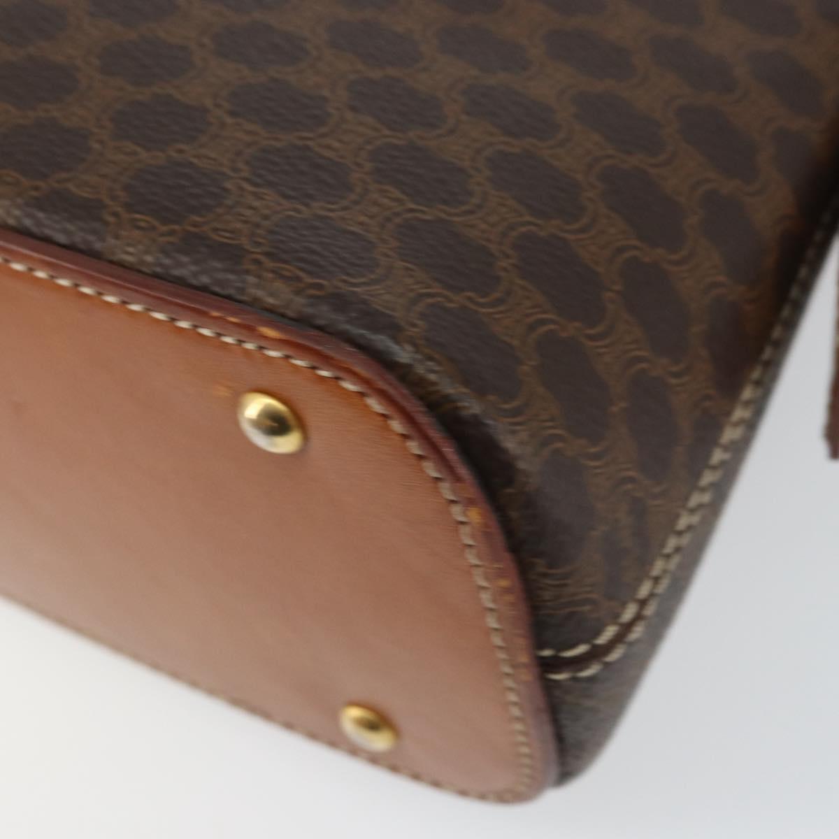 CELINE Macadam Canvas Hand Bag PVC Leather Brown Gold Auth ep11425