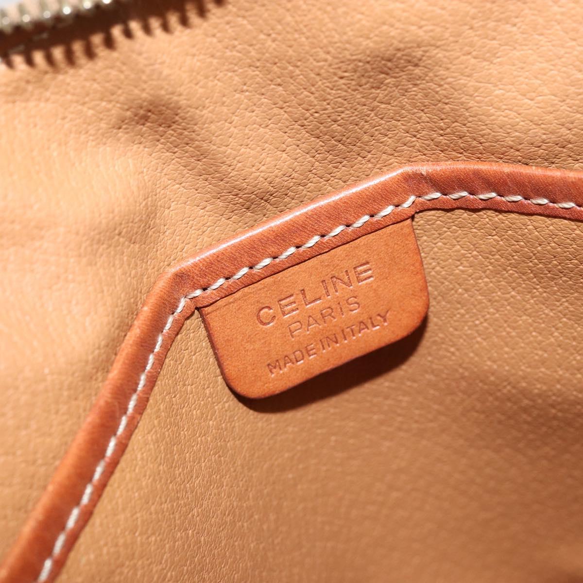 CELINE Macadam Canvas Hand Bag PVC Leather Brown Gold Auth ep11425