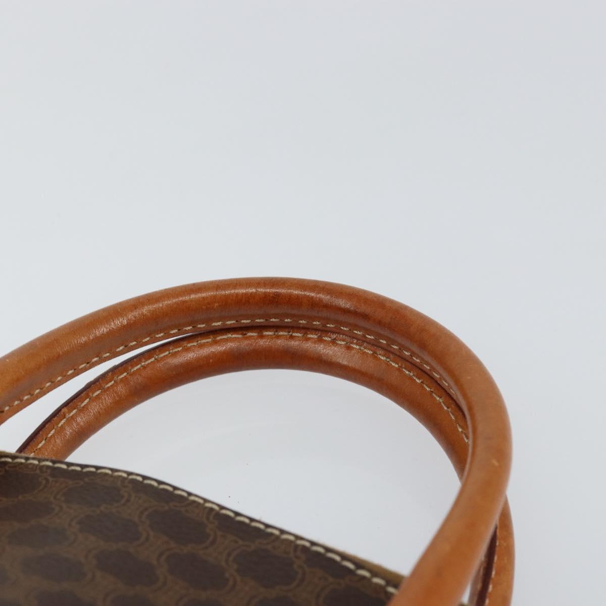 CELINE Macadam Canvas Hand Bag PVC Leather Brown Gold Auth ep11425