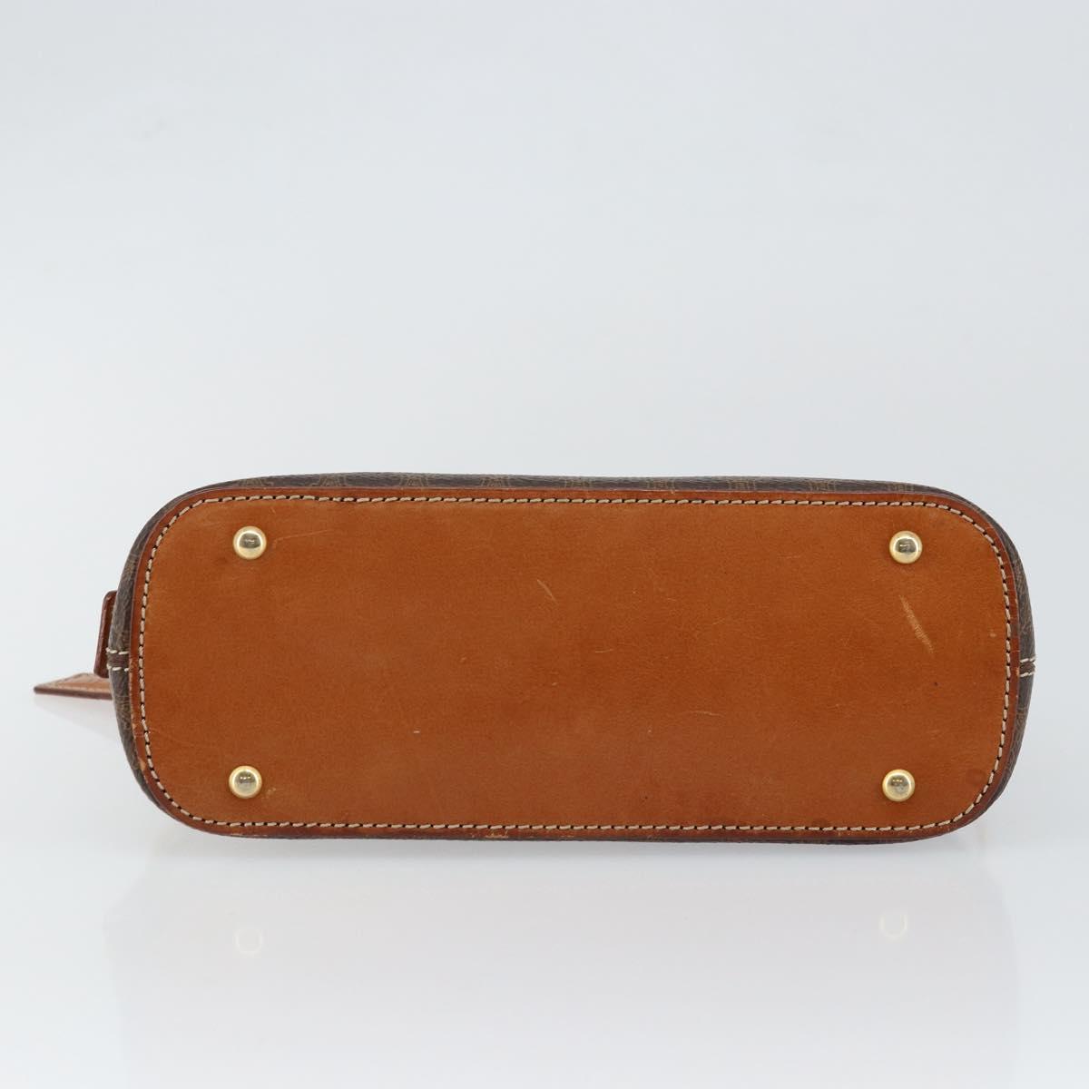 CELINE Macadam Canvas Hand Bag PVC Leather Brown Gold Auth ep11425