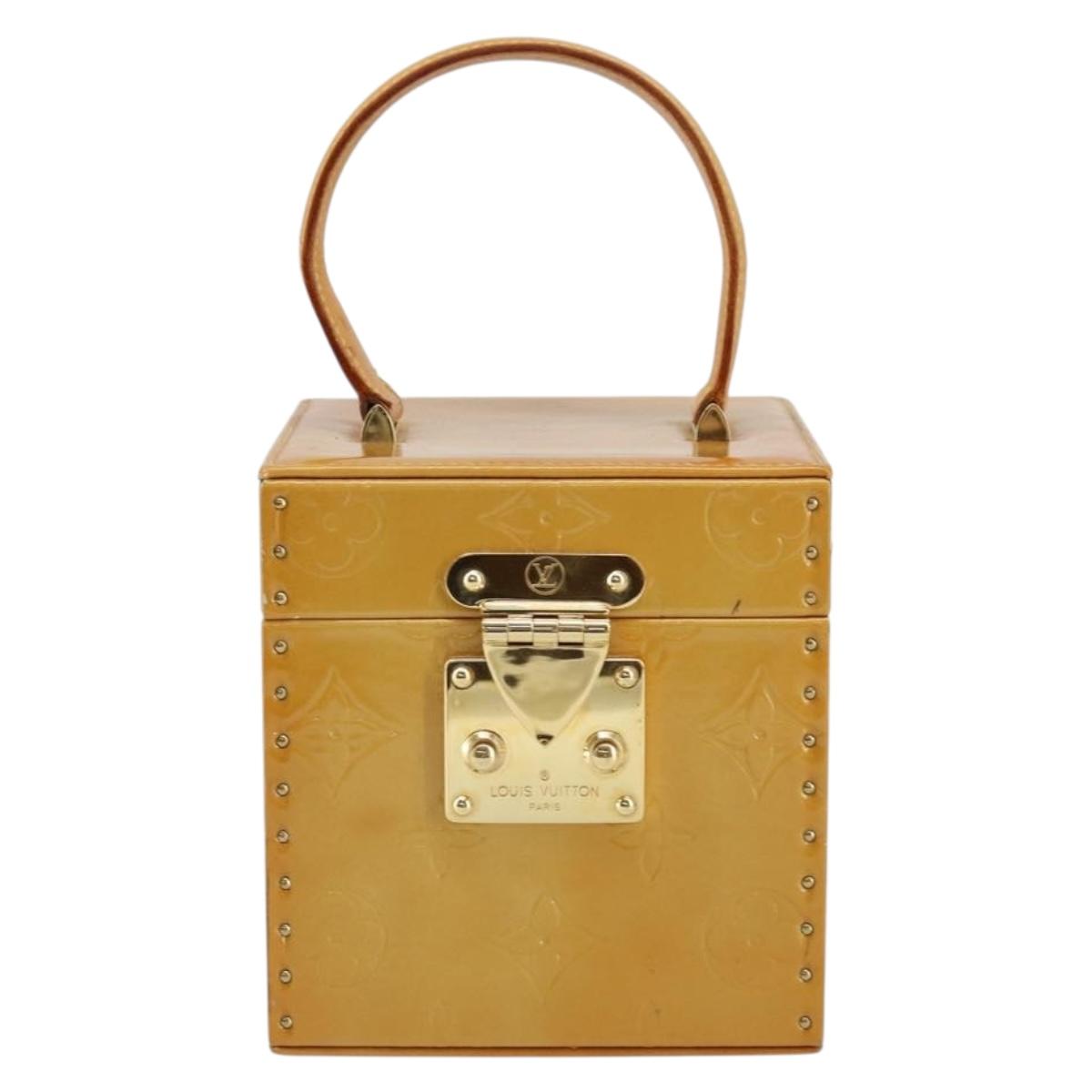 LOUIS VUITTON Monogram Vernis Bleecker Cosmetic Pouch Beige M91002 Auth ep11427