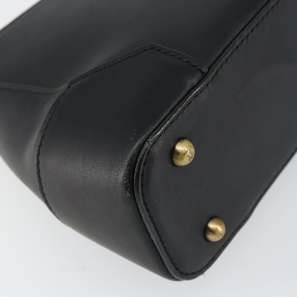 BURBERRY Shoulder Bag Leather Black Gold Auth ep11428