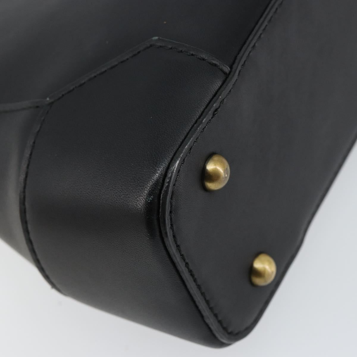 BURBERRY Shoulder Bag Leather Black Gold Auth ep11428