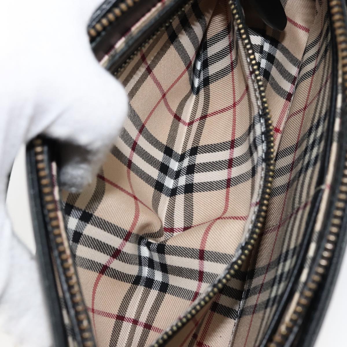 BURBERRY Shoulder Bag Leather Black Gold Auth ep11428