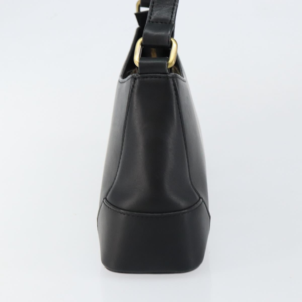 BURBERRY Shoulder Bag Leather Black Gold Auth ep11428