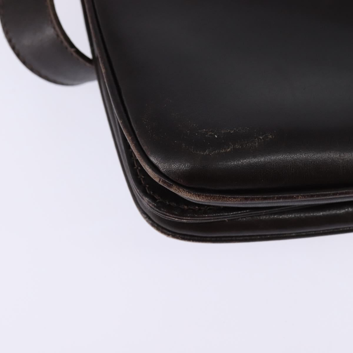 GUCCI Web Sherry Line Shoulder Bag Leather Dark Brown Gold Red Auth ep11429