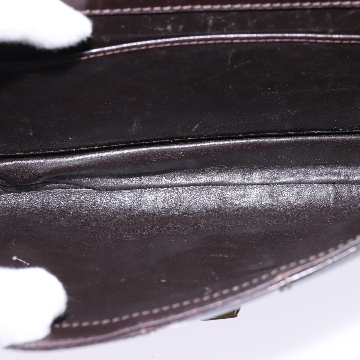 GUCCI Web Sherry Line Shoulder Bag Leather Dark Brown Gold Red Auth ep11429