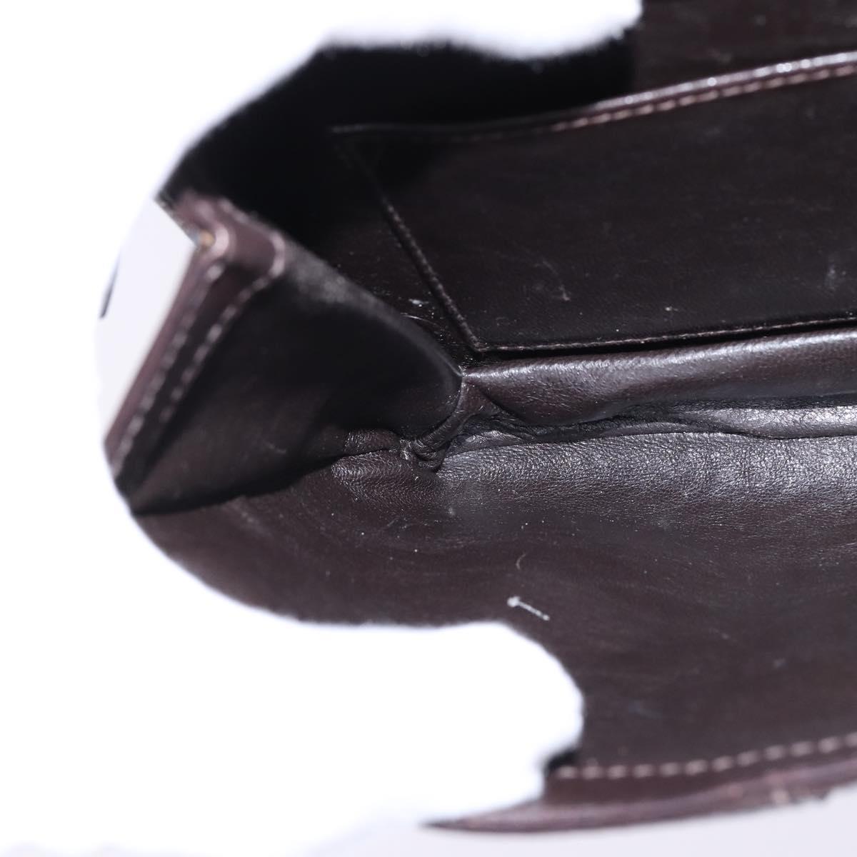 GUCCI Web Sherry Line Shoulder Bag Leather Dark Brown Gold Red Auth ep11429