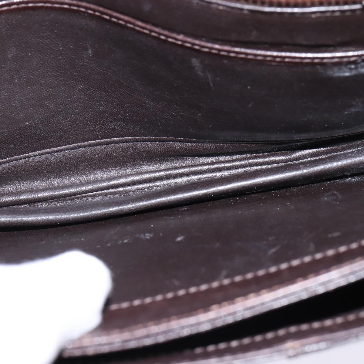 GUCCI Web Sherry Line Shoulder Bag Leather Dark Brown Gold Red Auth ep11429