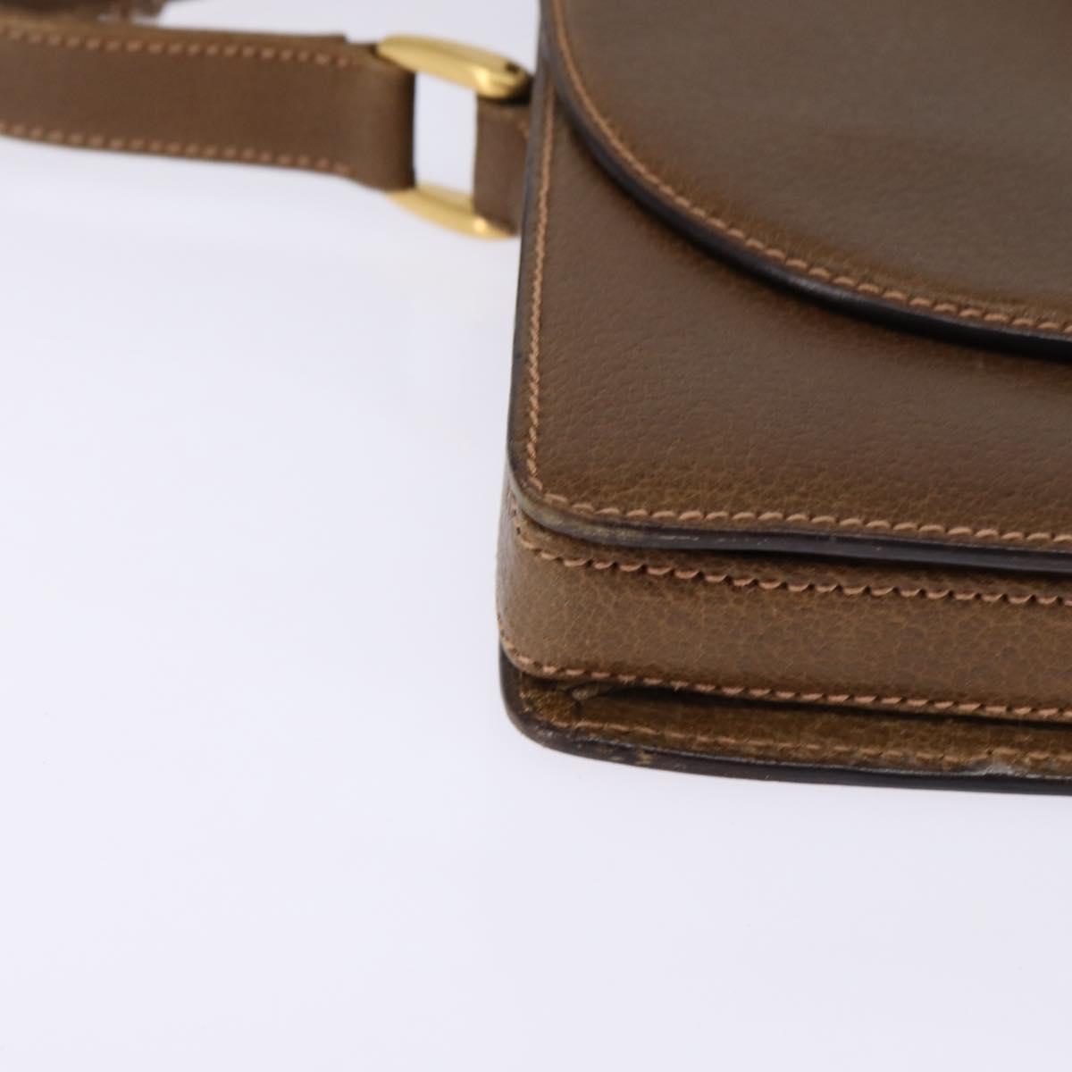 GUCCI Shoulder Bag Leather Gold Brown Auth ep11437