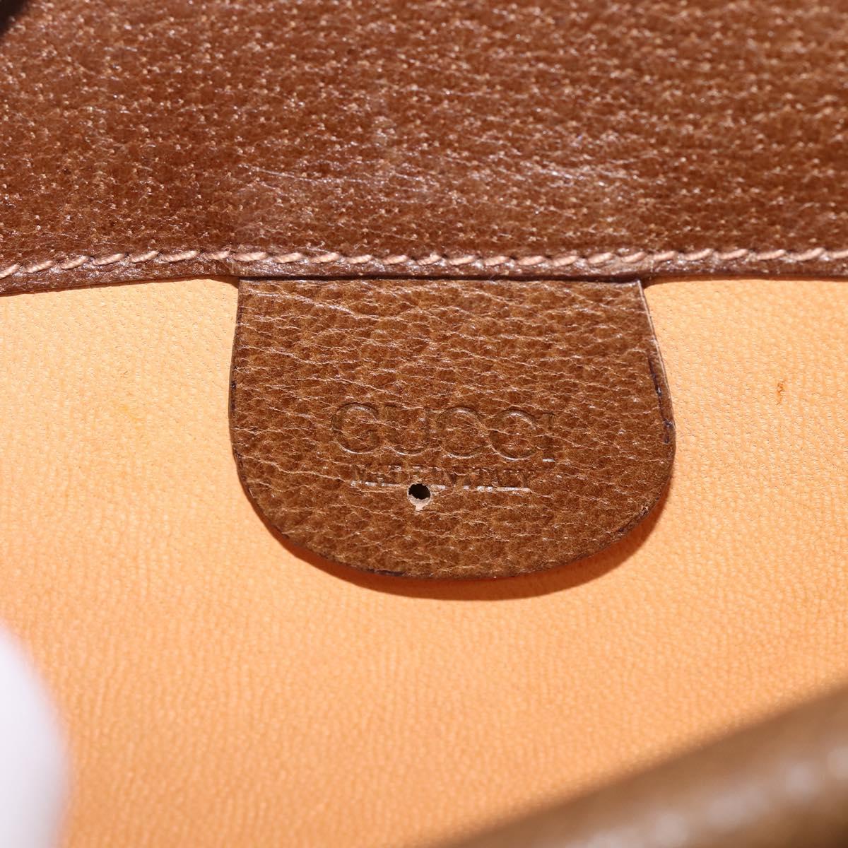 GUCCI Shoulder Bag Leather Gold Brown Auth ep11437