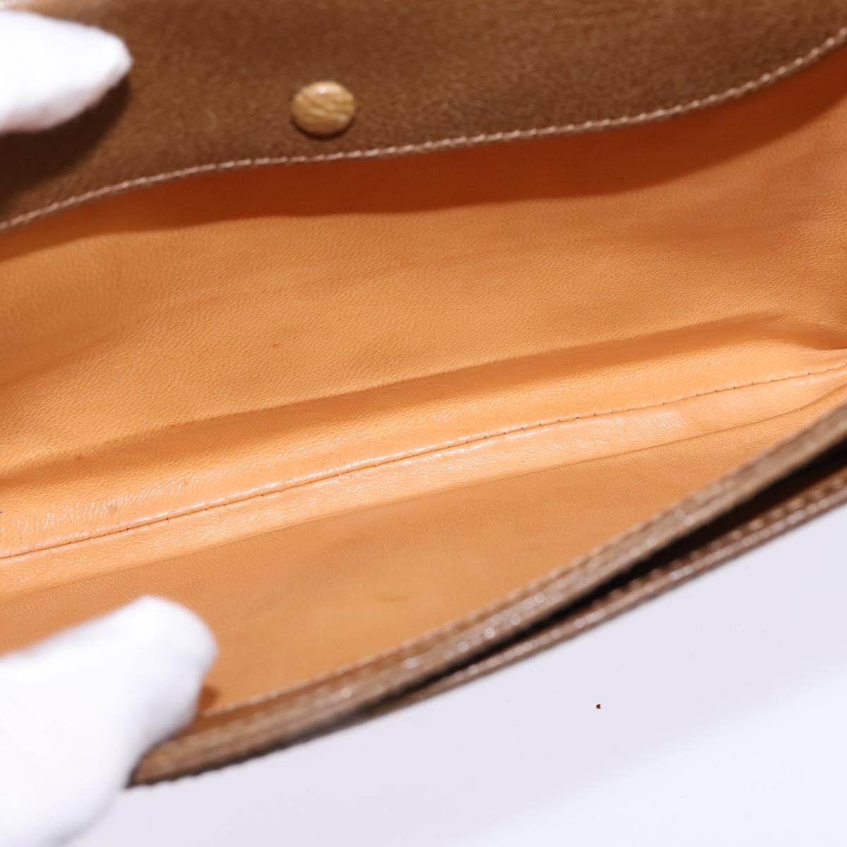 GUCCI Shoulder Bag Leather Gold Brown Auth ep11437