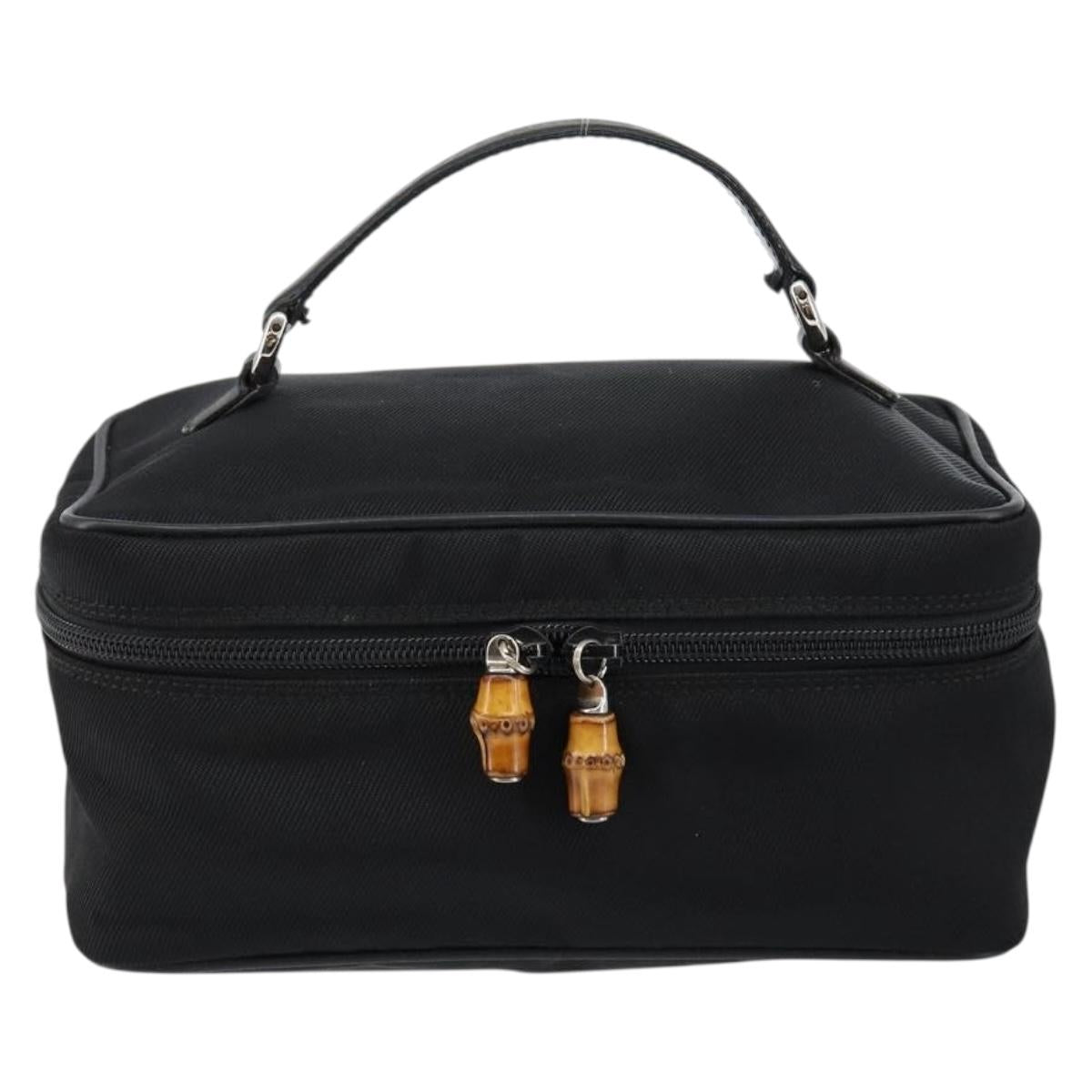 GUCCI Bamboo Vanity Hand Bag Nylon Black 032 1956 0150 Auth ep11439