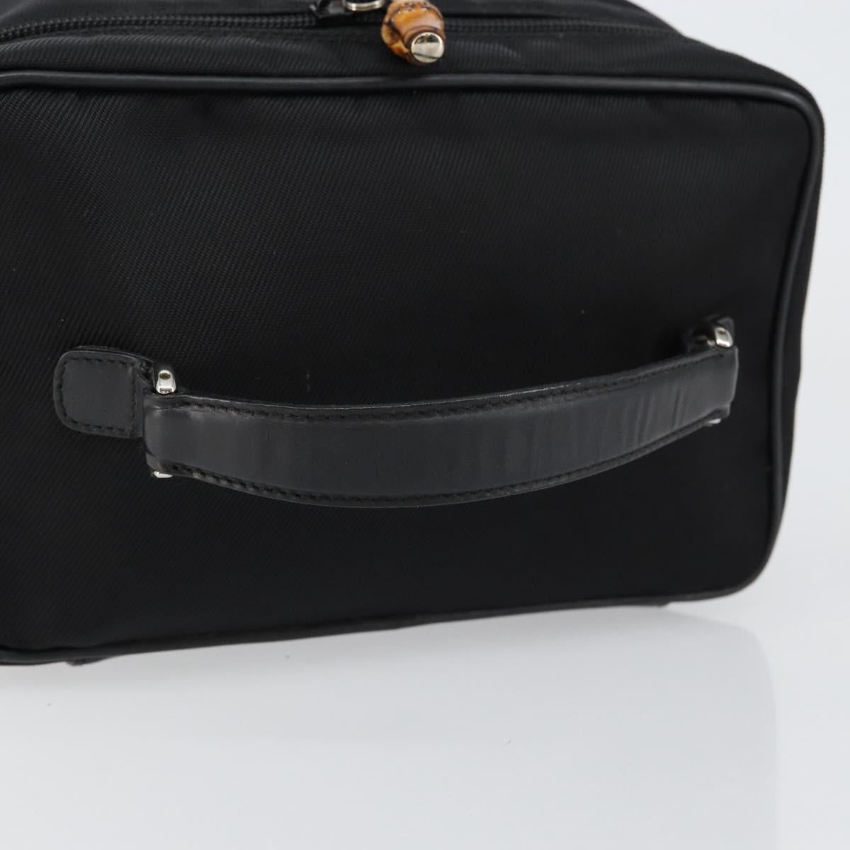 GUCCI Bamboo Vanity Hand Bag Nylon Black 032 1956 0150 Auth ep11439