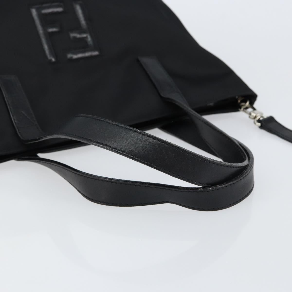 FENDI Hand Bag Nylon 2way Black Silver Auth ep11442
