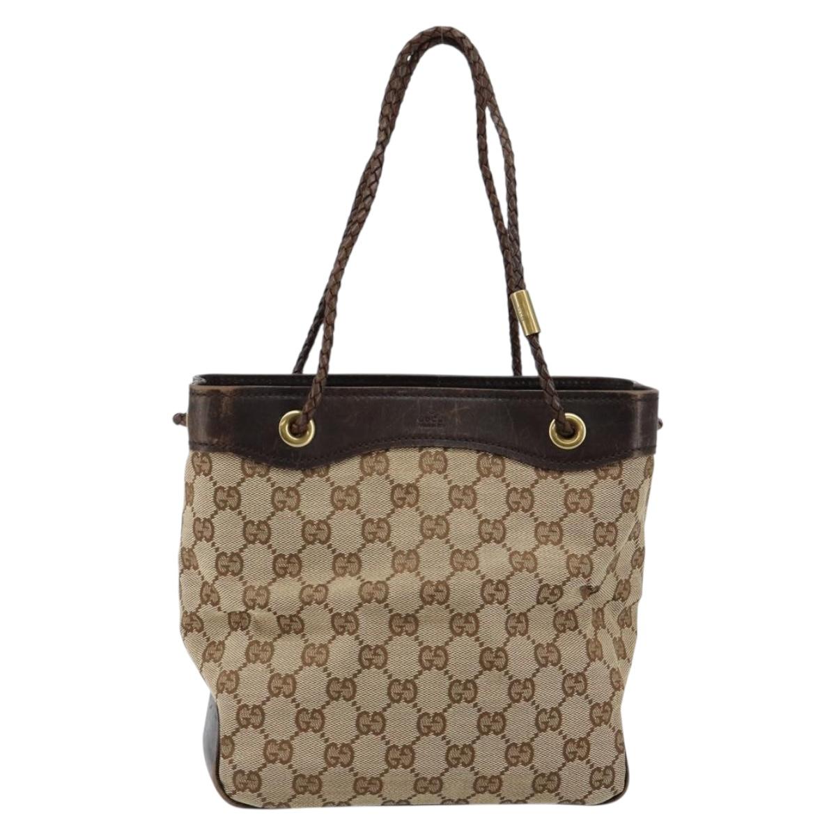 GUCCI GG Canvas Shoulder Bag Beige Gold 109143 Auth ep11443