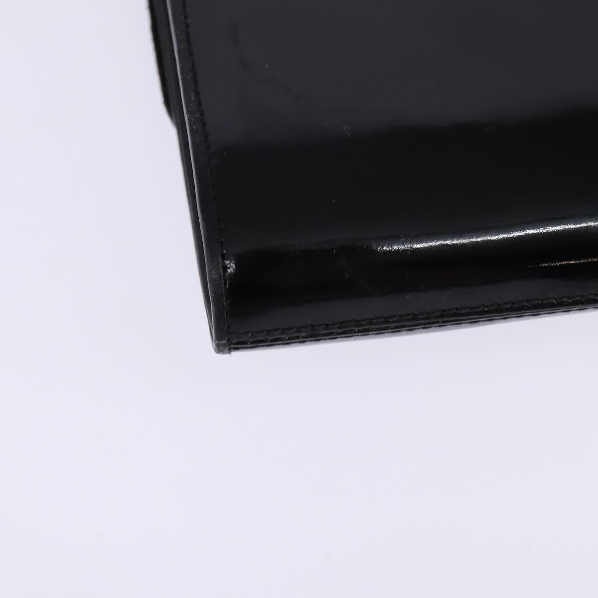 GUCCI Shoulder Bag Enamel Black Gold Auth ep11444