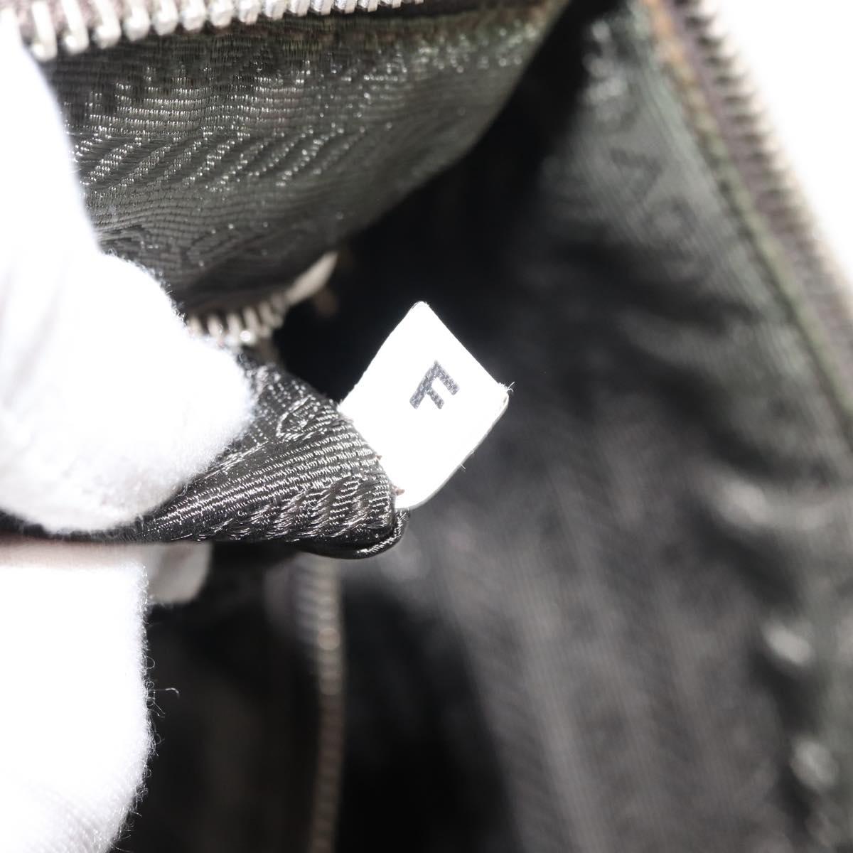 PRADA Shoulder Bag Nylon Leather Khaki Silver Auth ep11456