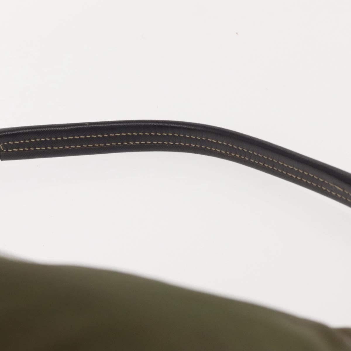 PRADA Shoulder Bag Nylon Leather Khaki Silver Auth ep11456