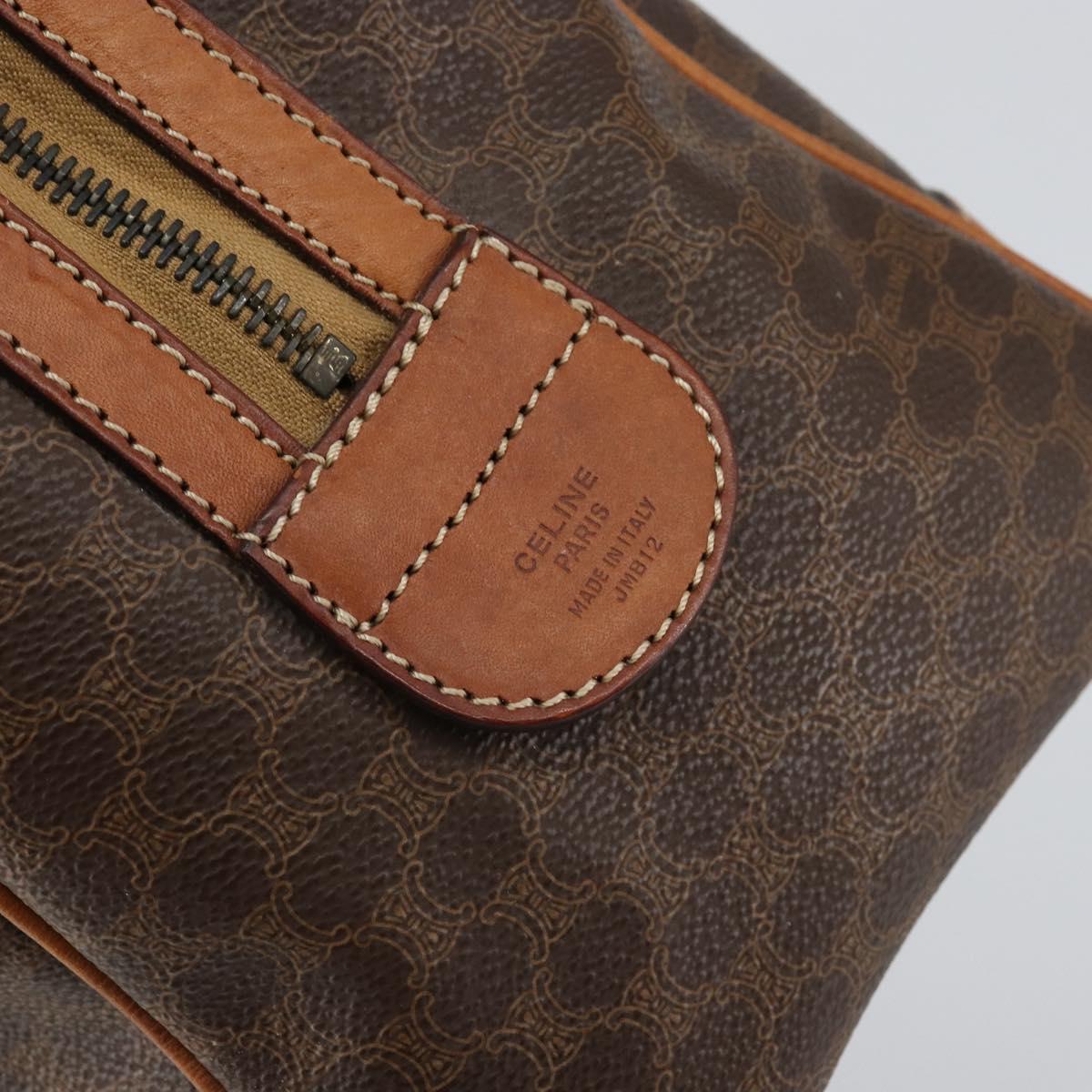 CELINE Macadam Canvas Hand Bag PVC Leather Brown Gold Auth ep11458