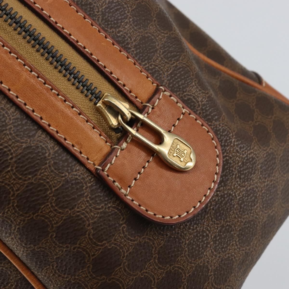 CELINE Macadam Canvas Hand Bag PVC Leather Brown Gold Auth ep11458