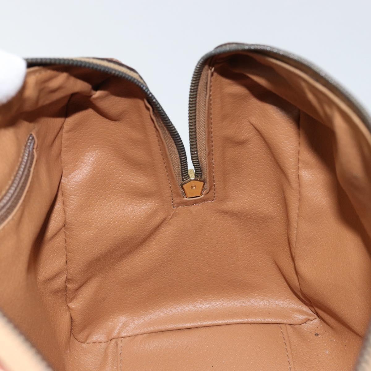 CELINE Macadam Canvas Hand Bag PVC Leather Brown Gold Auth ep11458