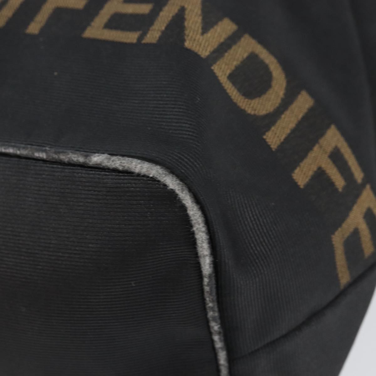 FENDI Hand Bag Nylon Black Gold Auth ep11468