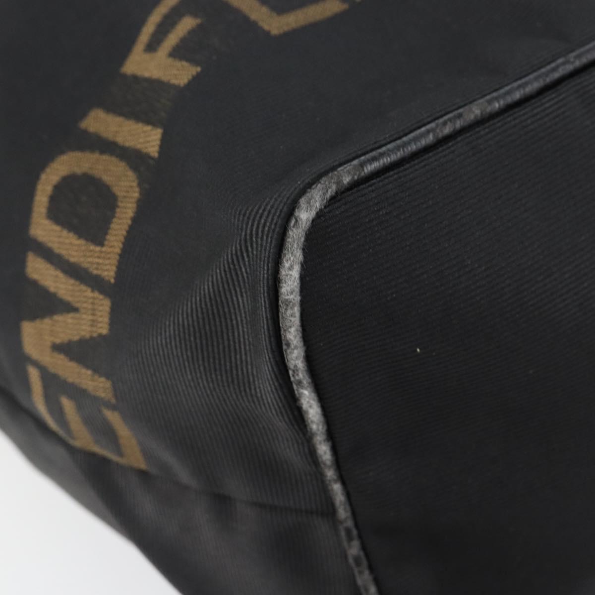 FENDI Hand Bag Nylon Black Gold Auth ep11468