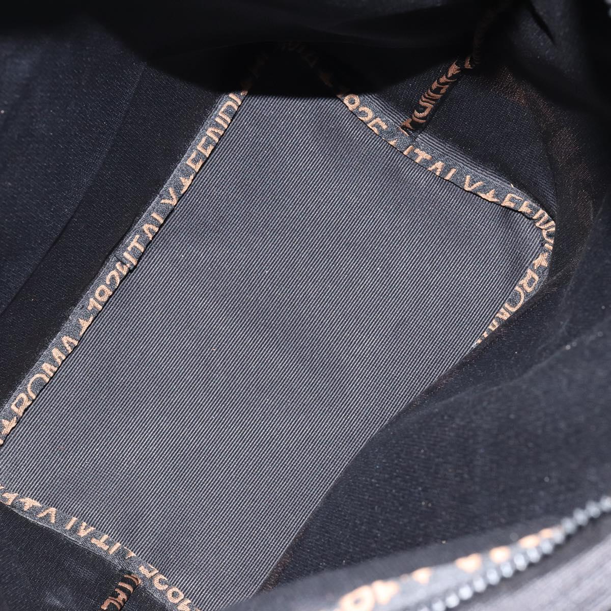FENDI Hand Bag Nylon Black Gold Auth ep11468