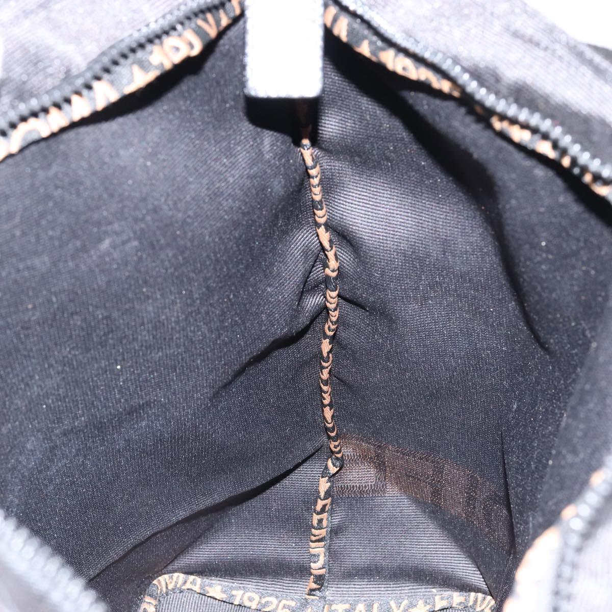 FENDI Hand Bag Nylon Black Gold Auth ep11468