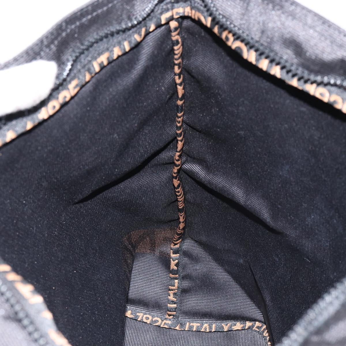 FENDI Hand Bag Nylon Black Gold Auth ep11468