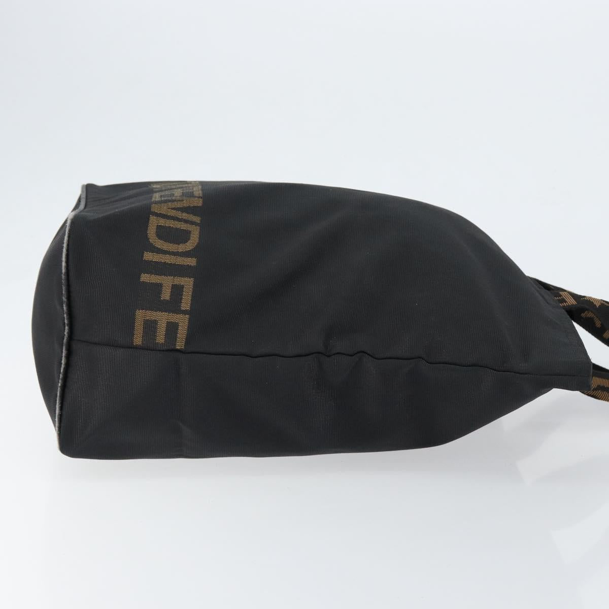 FENDI Hand Bag Nylon Black Gold Auth ep11468