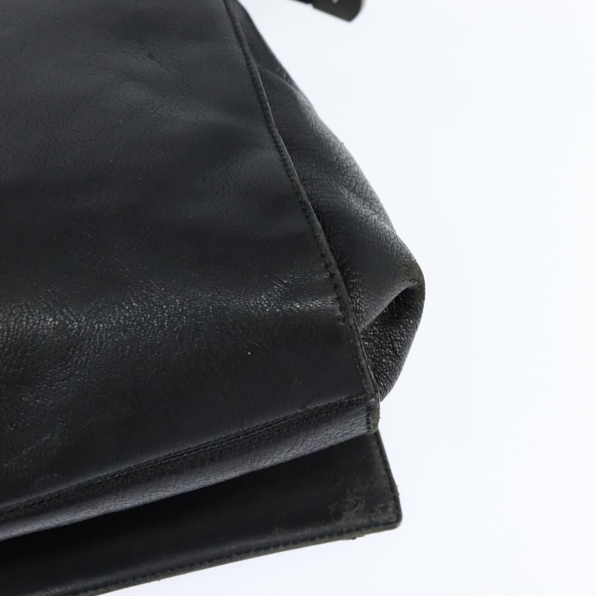 LOEWE Anagram Shoulder Bag Leather Black Gold Auth ep11472