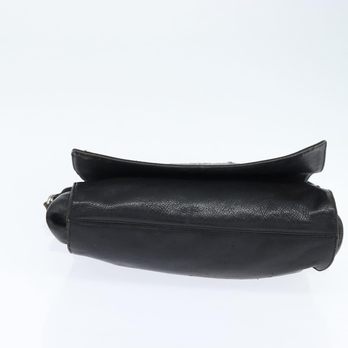LOEWE Anagram Shoulder Bag Leather Black Gold Auth ep11472